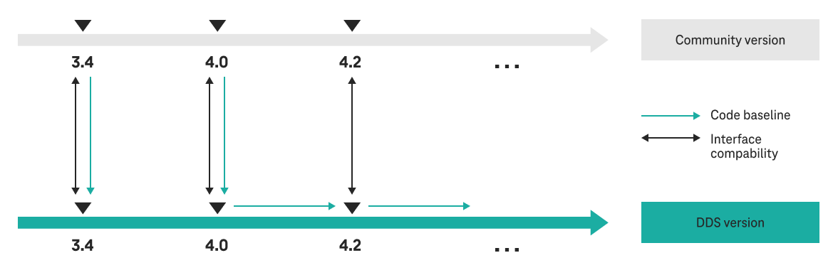 DDS Infografik zu DS-Versionen und Community-Versionen