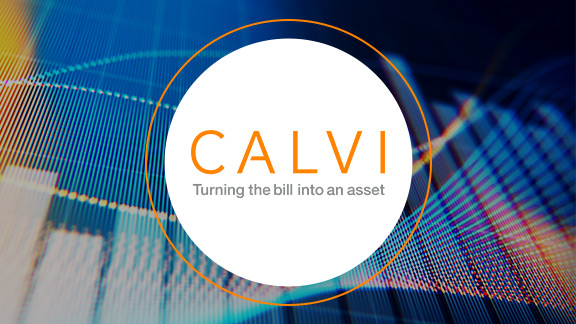 Calvi Logo vor einem Balkendiagramm