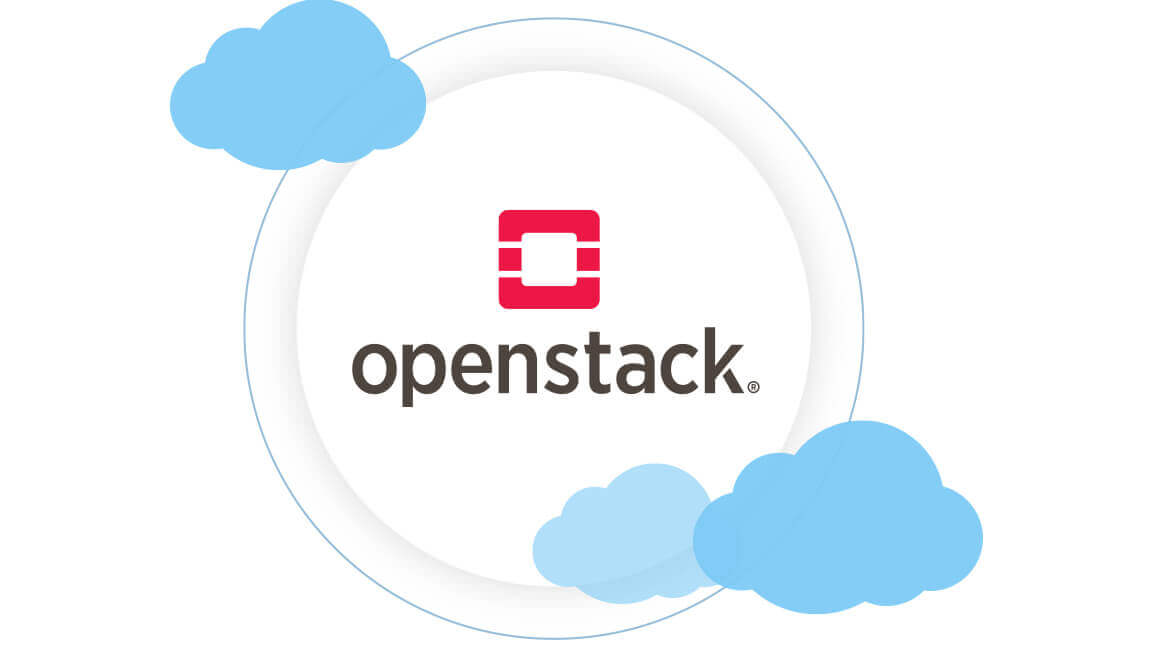 Openstack Logo mit blauen Wolke auf weißem Hintergrund.