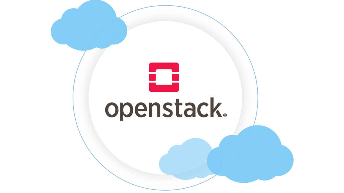 Openstack logo with blue clouds on white background.