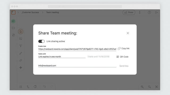 Screenshot of a graphical interface for sharing a team meeting.