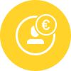 Icon with user symbol and euro sign