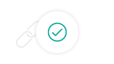 Icon composition of checkmark and connections symbolize easier connectivity