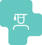 Icon mit Grafik eines Männchens mit Doktorhut