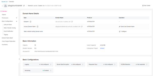 Screenshot bucket configuration