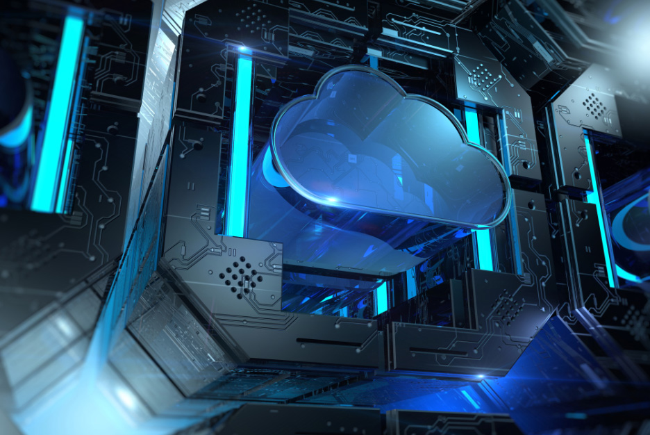Symbol for the cloud surrounded by security mechanisms.
