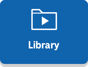 Icon of a digital file and "Library" lettering