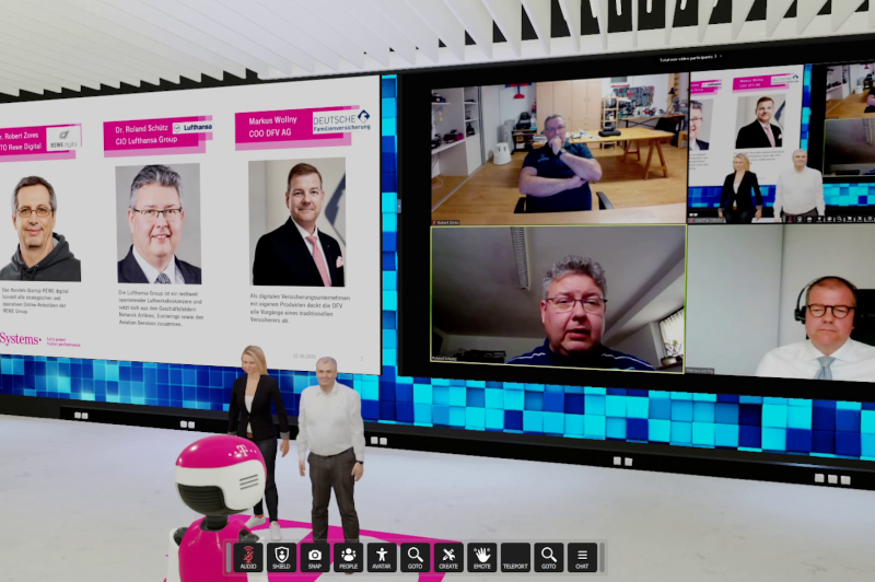 3D-Avatare nehmen an einem virtuellen Workshop teil.