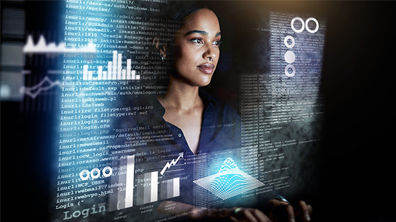 Woman working on laptop