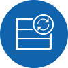  Icon of storage hardware with two clockwise turning arrows