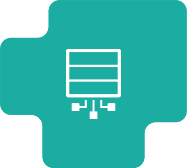 Graphic with computer networking icon to represent Big Data & Analytics.