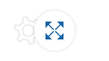 Icon-Komposition aus Skalierungssymbol und Zahnrad