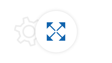 Icon with gear and arrow symbol for scalability