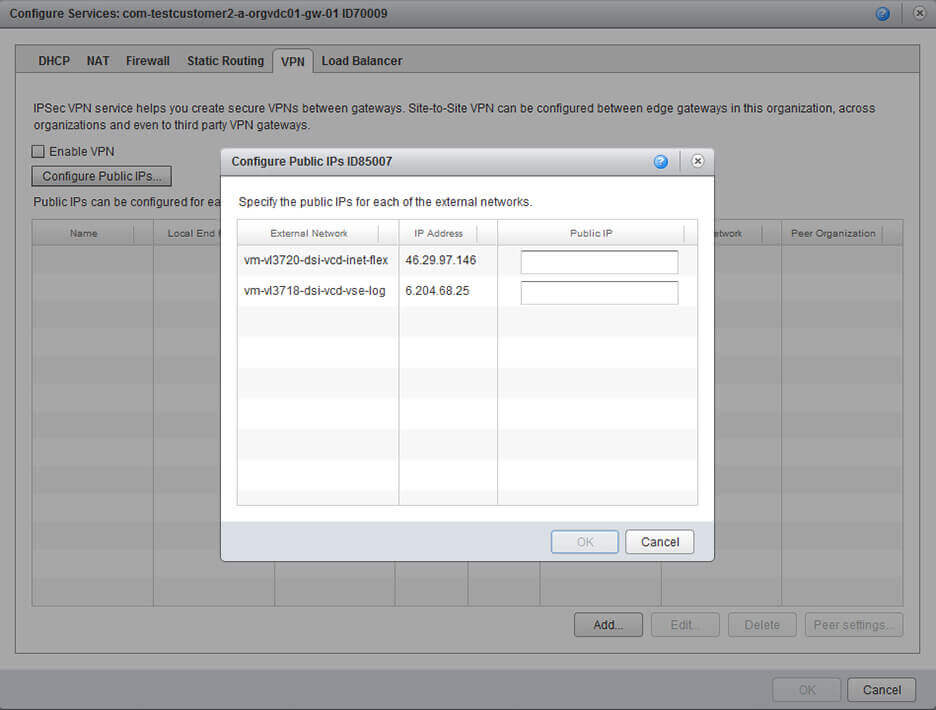 Screenshot of a Remote Gateway DSI vCloud.