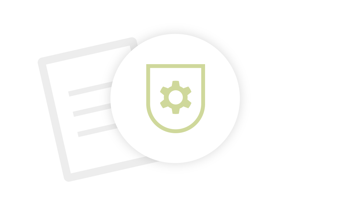 Icon mit Zahnrad für Zertifikat ISO/IEC 27701