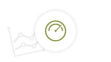 Icon composition of speedometer and diagram