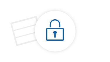 Icon of a padlock infront of data storage hardware