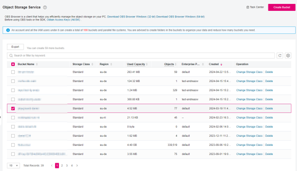 Screenshot bucket view