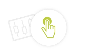 Icon composition: control panel and hand
