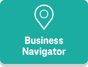 Positionsicon und Schriftzug "Business Navigator"