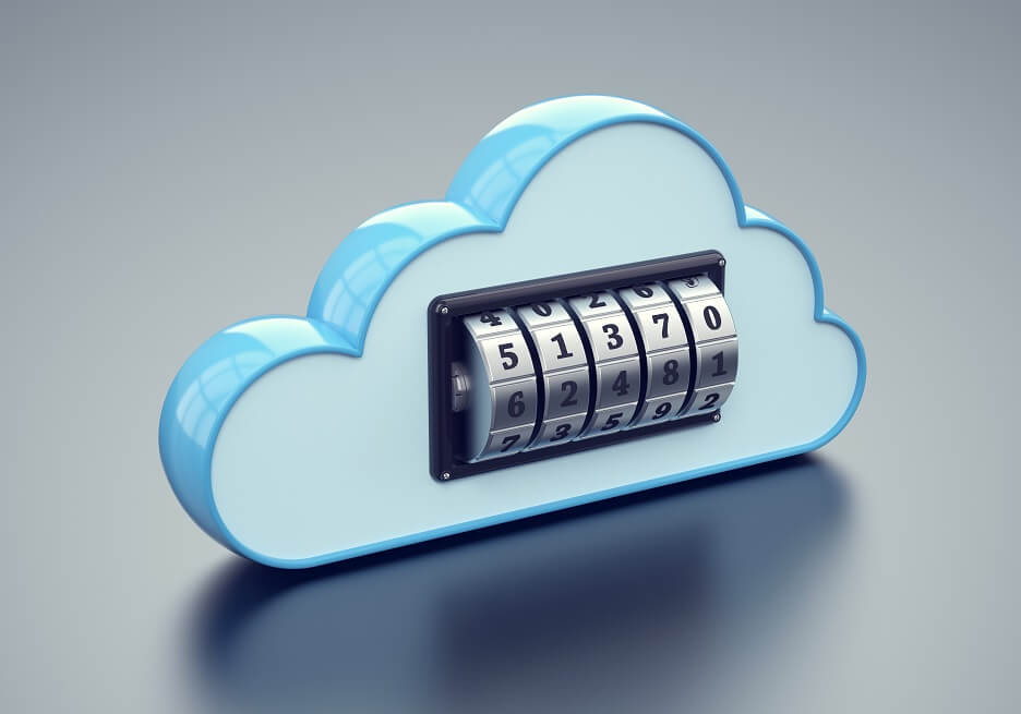  A stylized cloud with an integrated combination lock
