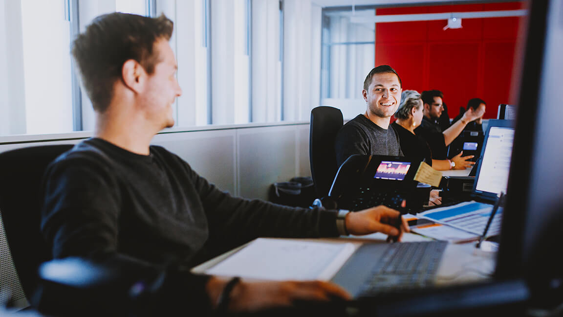 Image of employees inside the call center