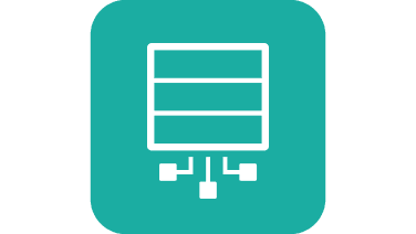 Icon of storage hardware connected via three nodes