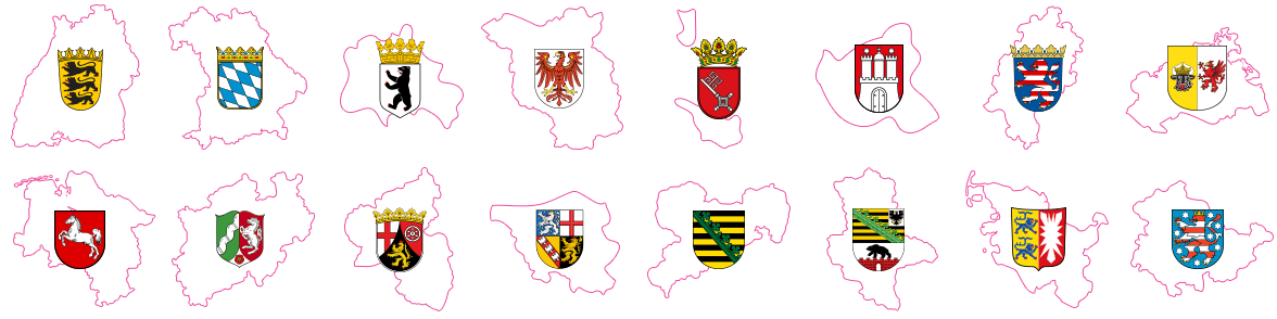 Grafik mit unterschiedlichen Staatswappen