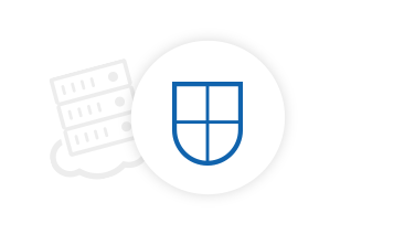 Icon of a shield protecting cloud servers