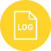 Icon Schriftzug "Log" auf Dokument