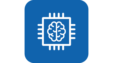 Icon eines Computerchips mit einem Gehirn