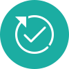 Icon of a checkmark with a clockwise turning arrow