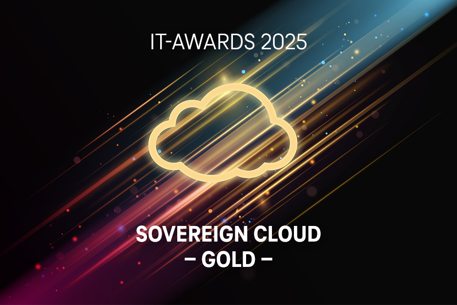 Cloud graphic with text: IT Awards 2025; Sovereign Cloud Gold