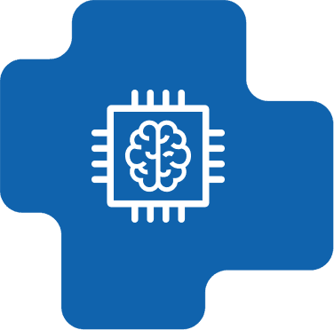 Grafik mit Icon Vernetztes Gehirn zur Darstellung Künstlicher Intelligenz